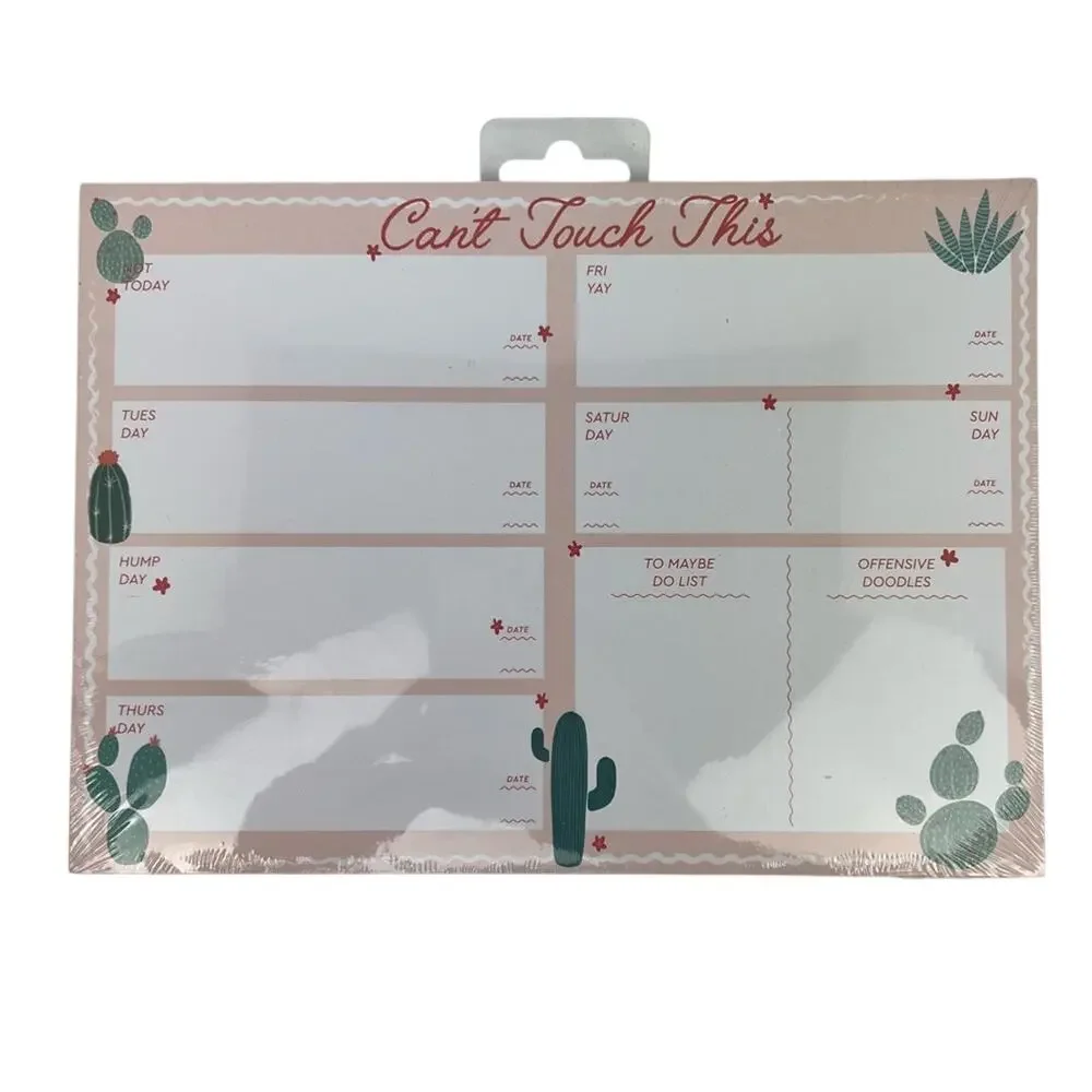 Can't Touch This Cactus Pink and Green Weekly Planner With To-Do List - NWT